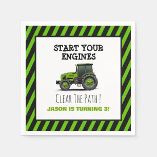 Serviette En Papier Les garçons du tracteur vert Fête d'anniversaire à