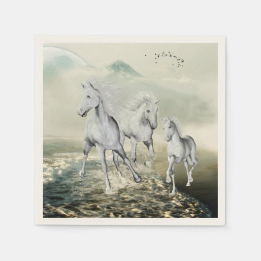 Serviette En Papier Les Horses de la plage (Devant)