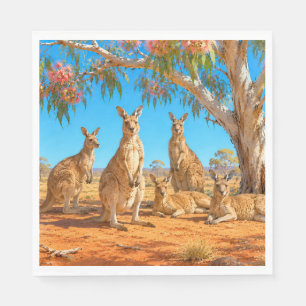 Serviette En Papier Les kangourous se rassemblent sous un eucalyptus e