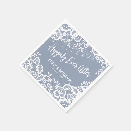 Serviette En Papier Les Lumières Blanches Dentelles Heureusement Jamai (Coin)