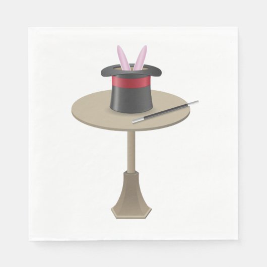 Serviette En Papier Les Magiciens Rabbit Dans Un Casquette (Devant)