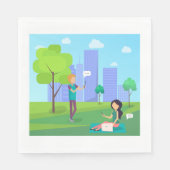 Serviette En Papier Les Médias Sociaux Dans Le Parc (Devant)