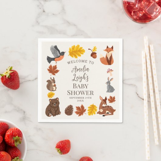 Serviette En Papier Les mignons animaux boisés Automne Baby shower d'a (En situation)