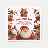 Serviette En Papier Les mignons animaux de Père Noël Whimsical Noël En (Devant)