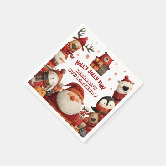 Serviette En Papier Les mignons animaux de Père Noël Whimsical Noël En (Coin)