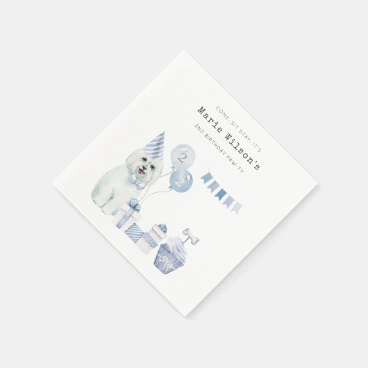 Serviette En Papier Les mignons Garçons Blue Party Chien Chien Chien C (Coin)
