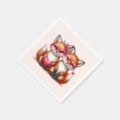 Serviette En Papier Les mignons renards orange en amour (Coin)