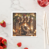 Serviette En Papier Les Nounours de Noël inondés (En situation)