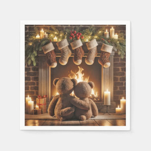 Serviette En Papier Les Nounours de Noël inondés