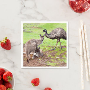 Serviette En Papier "Les Pals improbables : l'amitié Kangaroo et Emu"