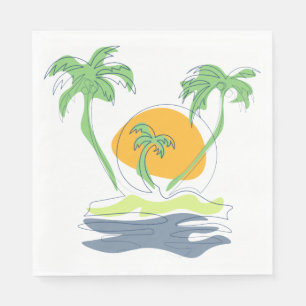 Serviette En Papier Les paysages de plage tropicaux de l'île. Palmier 