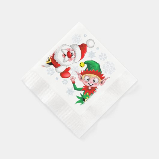 Serviette En Papier Les personnages de Noël de père Noël et Elf (Coin)