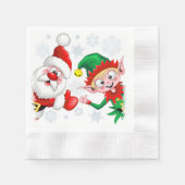 Serviette En Papier Les personnages de Noël de père Noël et Elf (Devant)