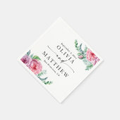 Serviette En Papier Les pivoines aquarelles. Élégant mariage à fleurs  (Coin)