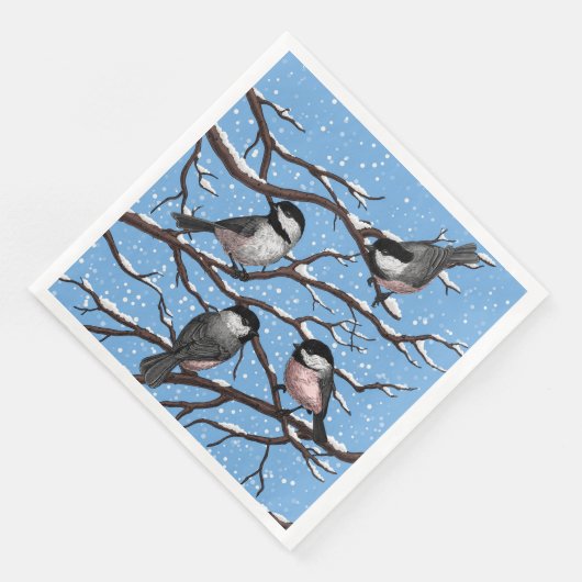 Serviette En Papier Les poulets en hiver (Coin)