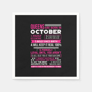 Serviette En Papier Les Reines Sont Nées En Octobre   Cadeau d'anniver