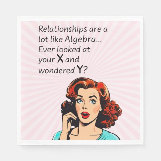 Serviette En Papier Les relations sont comme Algebra Funny Quip (Devant)