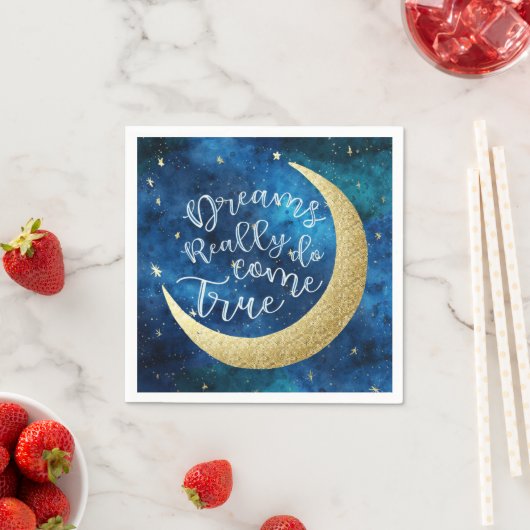Serviette En Papier Les rêves deviennent vraiment Vraiment Moon Stars  (En situation)