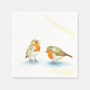 Serviette En Papier Les rouges robins en hiver