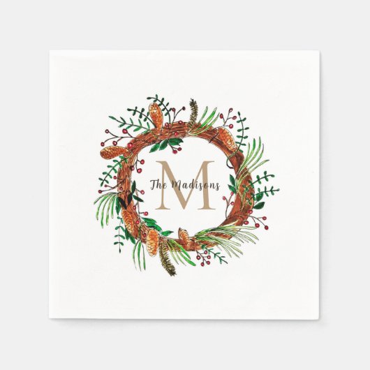 Serviette En Papier Les serviettes de la fête de Noël du Monogramme tr (Devant)