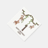 Serviette En Papier Les singes mignons 1er anniversaire de l'enfant (Coin)