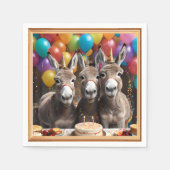 Serviette En Papier Les Triplés D'Âne Fêtent Leur Anniversaire, (Devant)