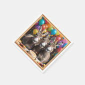 Serviette En Papier Les Triplés D'Âne Fêtent Leur Anniversaire, (Coin)