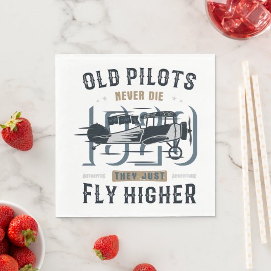 Serviette En Papier Les vieux pilotes ne meurent jamais Biplane Citati (En situation)