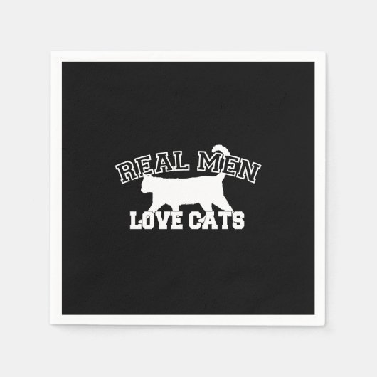 Serviette En Papier Les vrais hommes aiment les chats Silhouette (Devant)