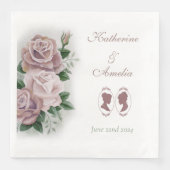 Serviette En Papier Lesbiennes Mariées Regency Rose Roses (Devant)