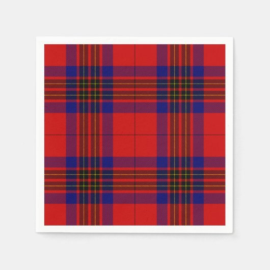 Serviette En Papier Leslie tartan rouge bleu violet plaid (Devant)
