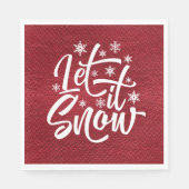 Serviette En Papier Let It Snow Christmas Typographie Rouge/Blanc ID95 (Devant)