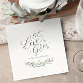Serviette En Papier "Let love grew" script rustique mariage de verdure