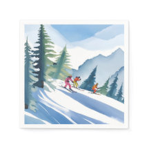 Let’s Go Skiing | Winter Watercolor