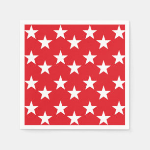 Serviette En Papier L'étoile de rouge et de blanc impriment les