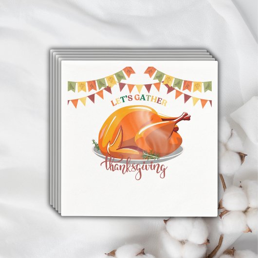 Serviette En Papier Let's Gather Thanksgiving Turkey Feast Baby Shower