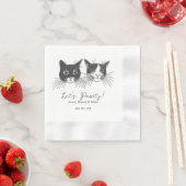 Serviette En Papier Let's Pawty Custom Cat Drawn Cocktail Wedding (En situation)