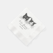 Serviette En Papier Let's Pawty Custom Cat Drawn Cocktail Wedding (Coin)