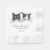 Serviette En Papier Let's Pawty Custom Cat Drawn Cocktail Wedding (Devant)