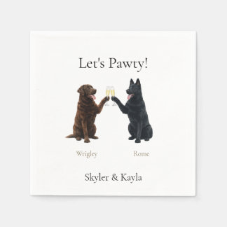 Serviette En Papier Let's Pawty! Personalized 2 Pets Champagne