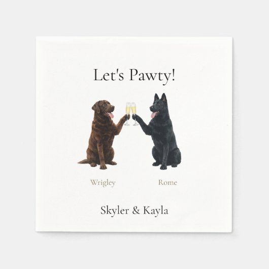 Serviette En Papier Let's Pawty! Personalized 2 Pets Champagne (Devant)