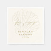 Serviette En Papier Let's Toast Ivory & Gold Seashell Coastal Wedding (Devant)