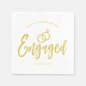 Serviette En Papier Lettrage de script de partie d'engagement Gold (Devant)
