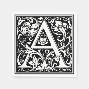 Serviette En Papier Lettre A Monogramme Médiéval Art Nouveau