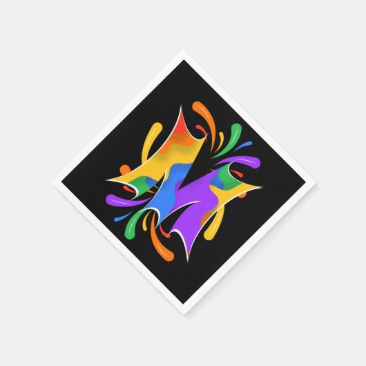 Serviette En Papier Lettre arc-en-ciel M Monogramme Abstrait (Coin)