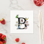 Serviette En Papier Lettre B Floral Aquarelle Papillon Monogramme (En situation)