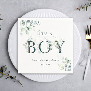 Serviette En Papier LETTRE BOtanique GRECQUE Eucalyptus Baby shower ga