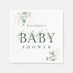 Serviette En Papier LETTRE BOtanique VERTE Eucalyptus Baby shower