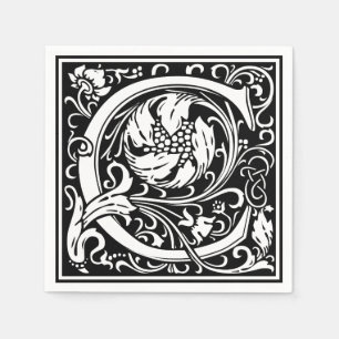 Serviette En Papier Lettre C monogramme Art nouveau médiéval