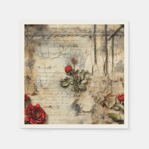 Serviette En Papier Lettre d'amour antique Calligraphie Florale